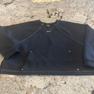 NIKE PRO Dri Fit Medium Training Black Crew Neck Sweatshirt Cropped Ribbed